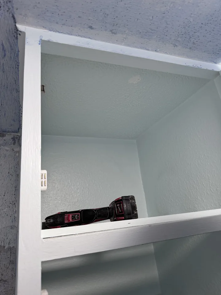 Cupboard ceiling panel before removal