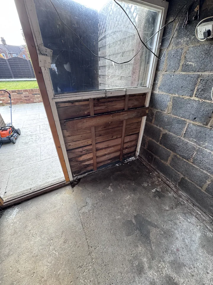 Cupboard door after the panel was removed