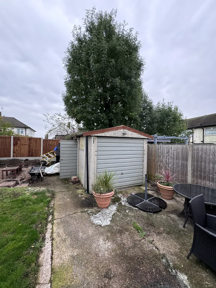 Small garage before dismantling