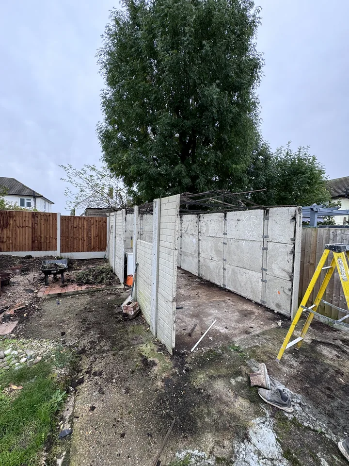 Garage walls remaining after the roof was removed