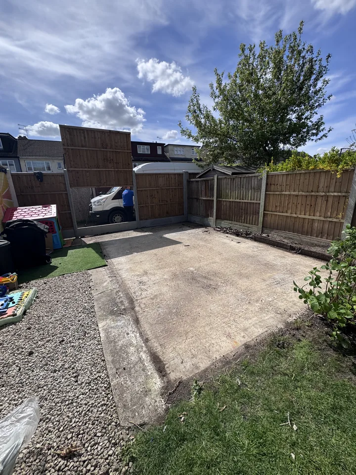 Cleared slab after the garage was removed