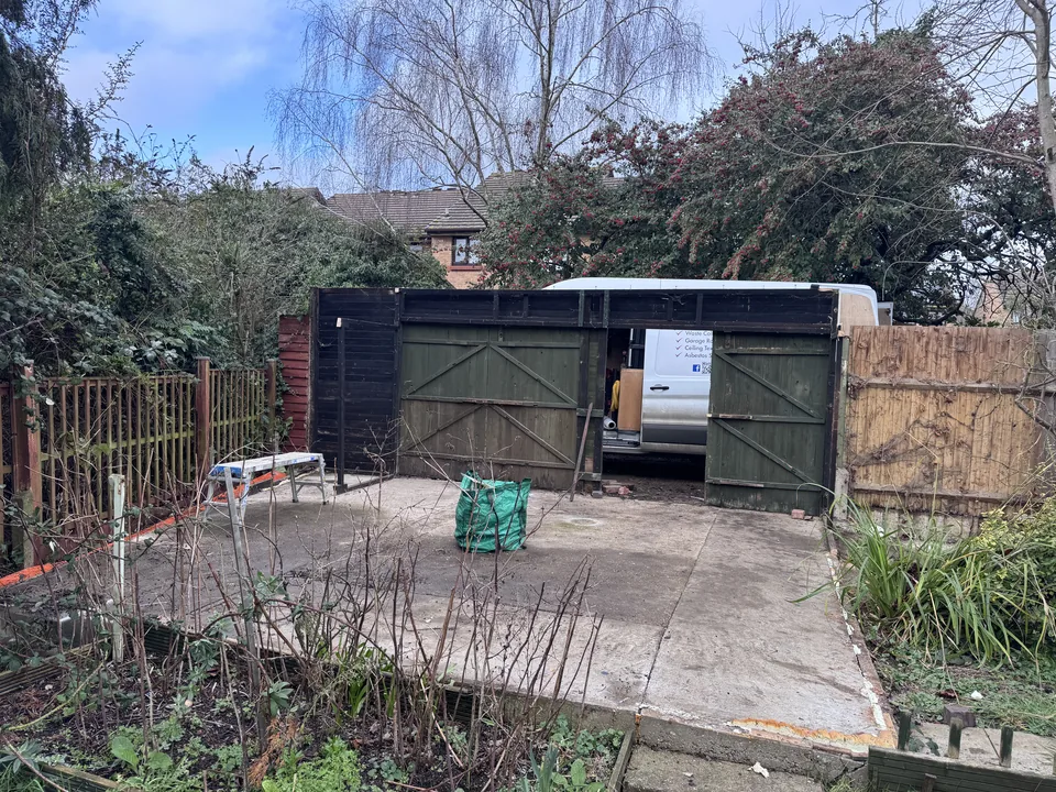 Cleared base with the rear structure still standing