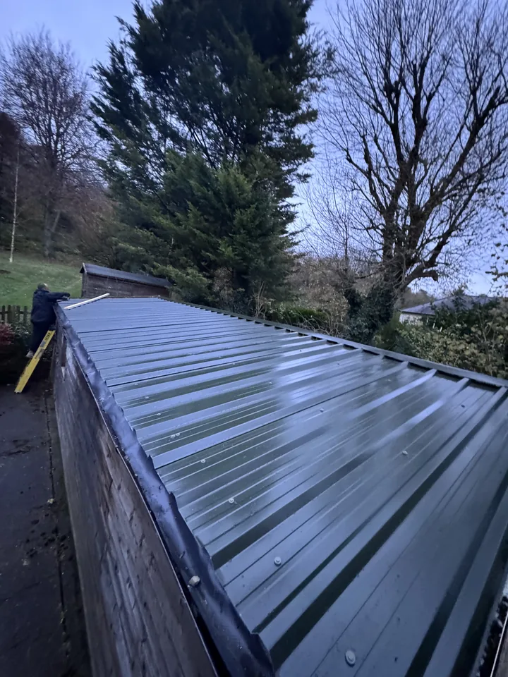 Finished replacement roof viewed from the opposite side